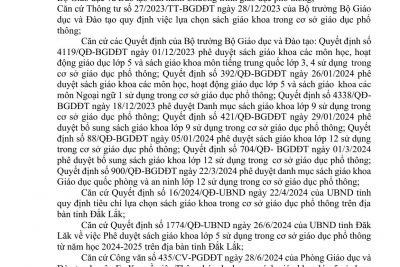 THÔNG BÁO DANH MỤC SÁCH GIÁO KHOA LỚP 5